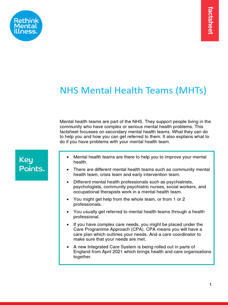 Understanding NHS Mental Health Teams | PDF | Mental Disorder ...