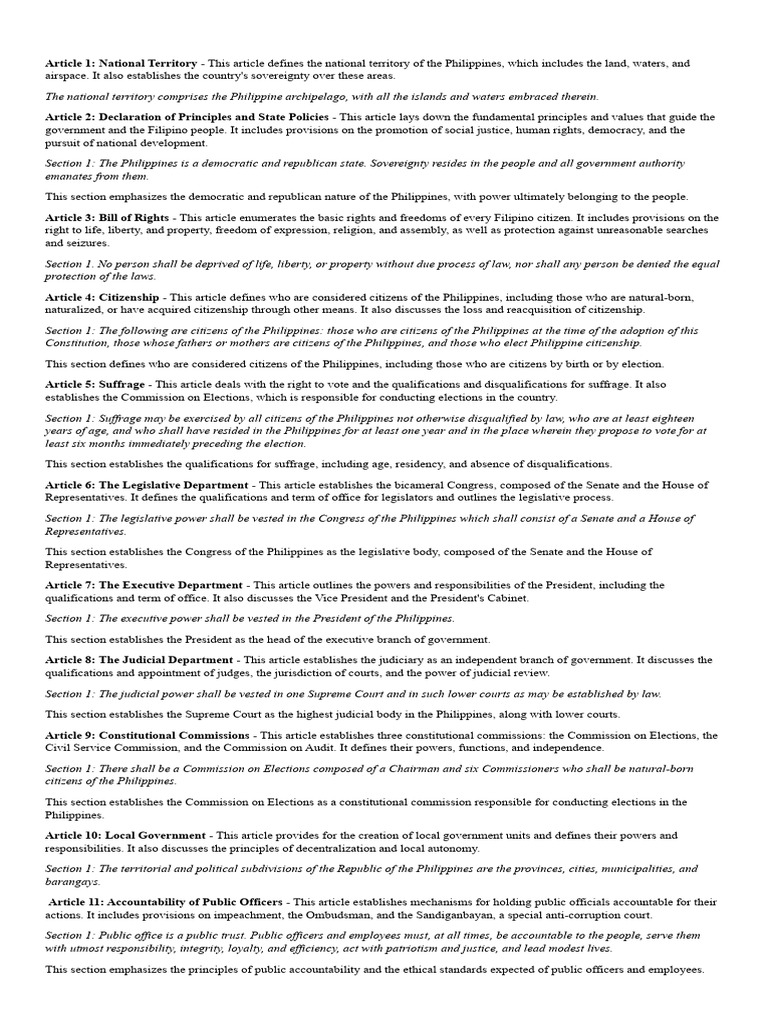 Philippines Constitution Overview | PDF | Constitutional Amendment ...