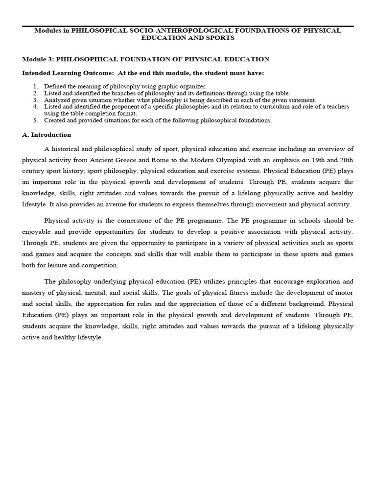 Module 3 Philosophical Foundation of Physical Education | PDF ...