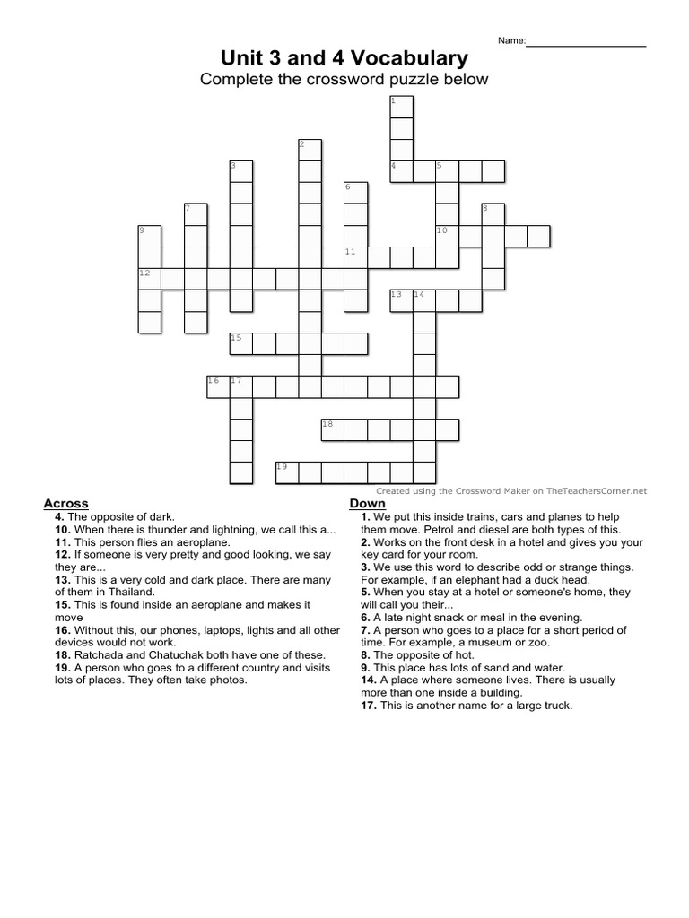 M2 unit 3 and 4 vocab crossword pdf