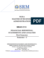 MBAD 2113 Financial Reporting, Statement and Analysis
