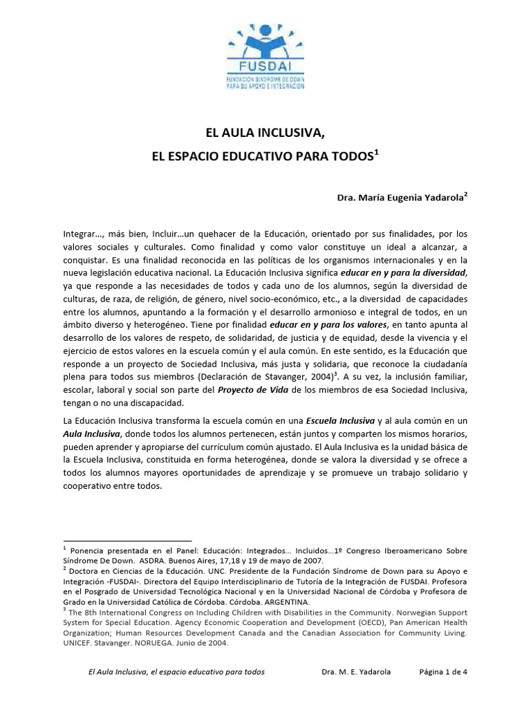 Aula Inclusiva: Educación para Todos | PDF | Plan de estudios ...