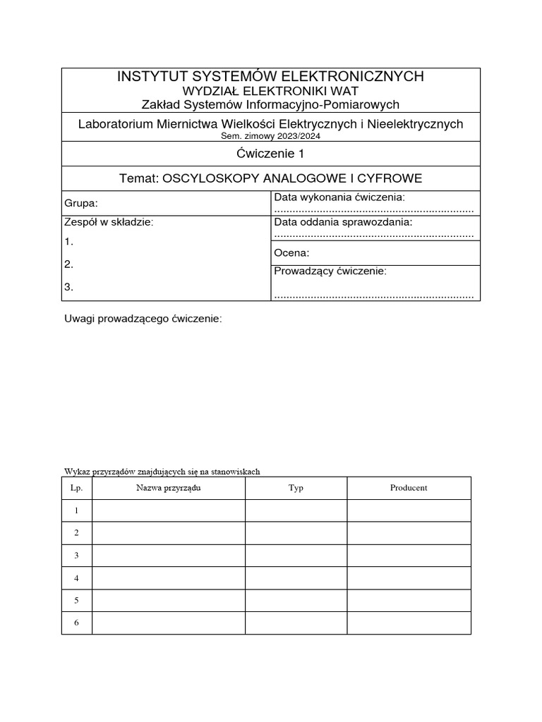 CW1 Oscyloskopy | PDF