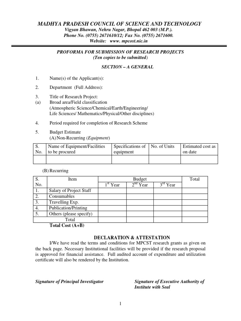 MPCST Research Project Proposal Format | PDF | Science | Audit
