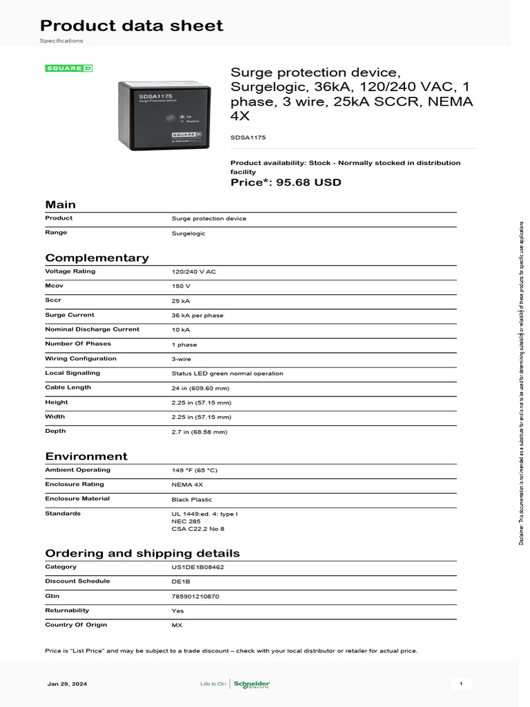 Square D By Schneider Electric Sdsa1175 Wiring Diagram Sdsa1