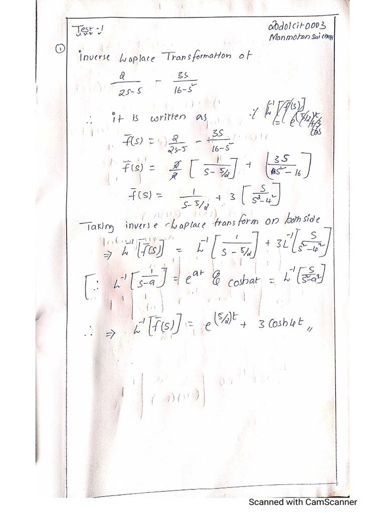 Maths Test1 20201cit0003 PDF