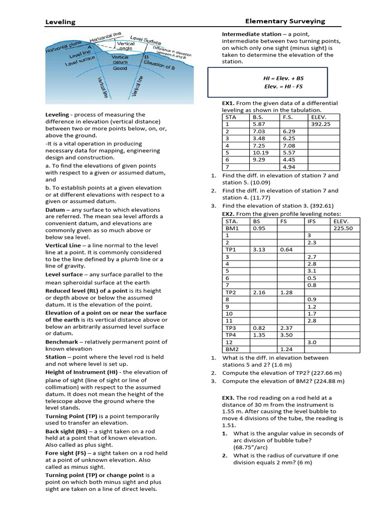 Understanding Leveling in Surveying | PDF | Elevation | Sea Level