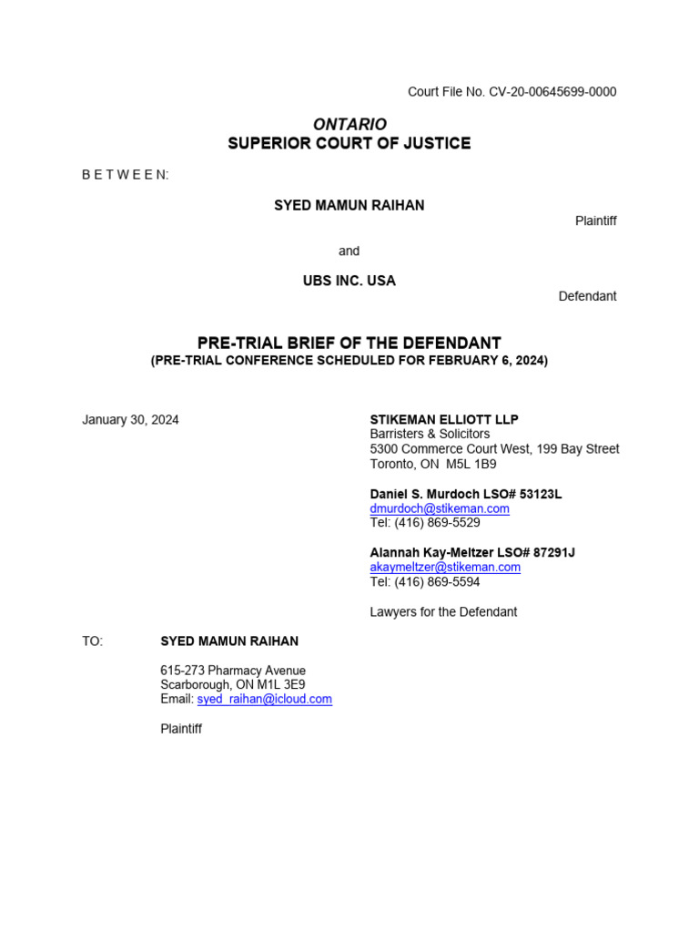 Pretrial Conference Brief Defendant UBS Inc. USA 30JAN2024 PDF