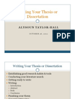 Writing Your Thesis or Dissertation: Alysoun Taylor-Hall