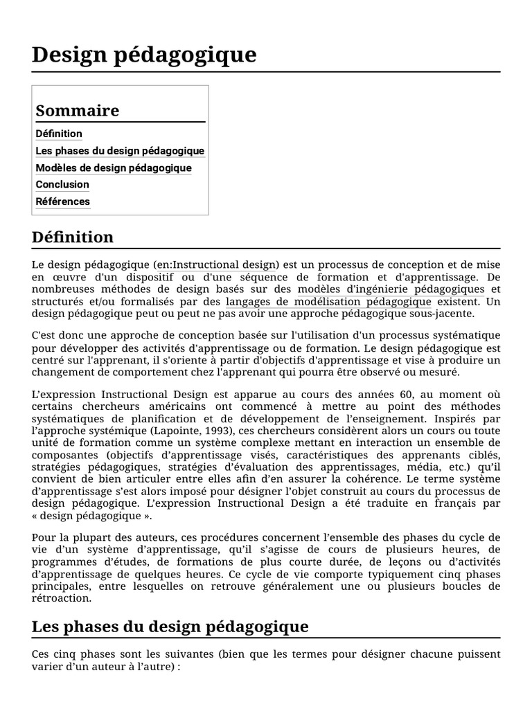 Design Pédagogique - EduTech Wiki | PDF | Pédagogie | Apprentissage