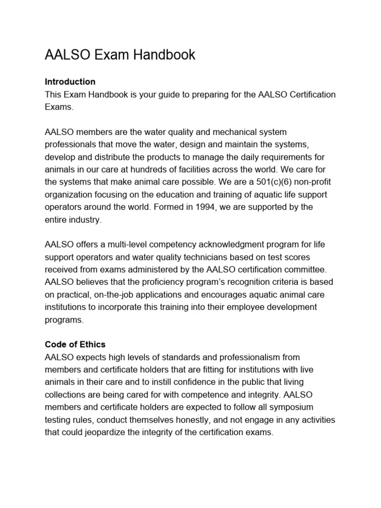 AALSO Exam Handbook | PDF | Ammonium | Pump