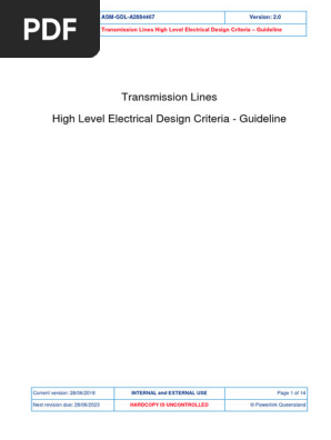 Transmission Lines High Level Electrical Design Criteria Guideline