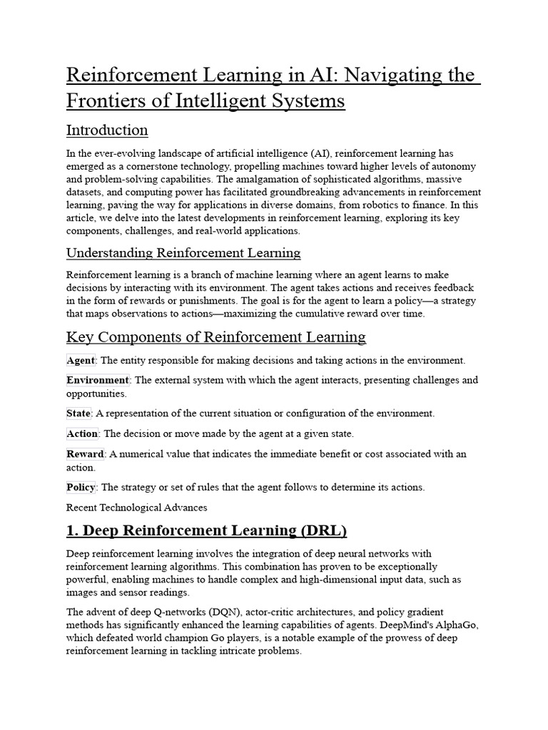 Reinforcement Learning in AI | PDF | Artificial Intelligence ...