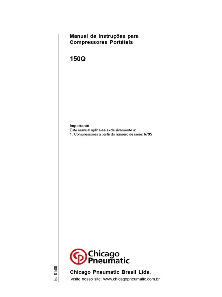 Manual do Compressor Portátil 150Q | PDF | Motores | Motor a diesel