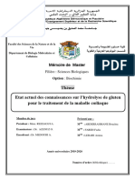 Thème: Etat Actuel Des Connaissances Sur L'hydrolyse de Gluten Pour Le Traitement de La Maladie Cœliaque