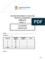 Grade 10 Provincial Exam Accounting June 2017 Answer Book - 050243
