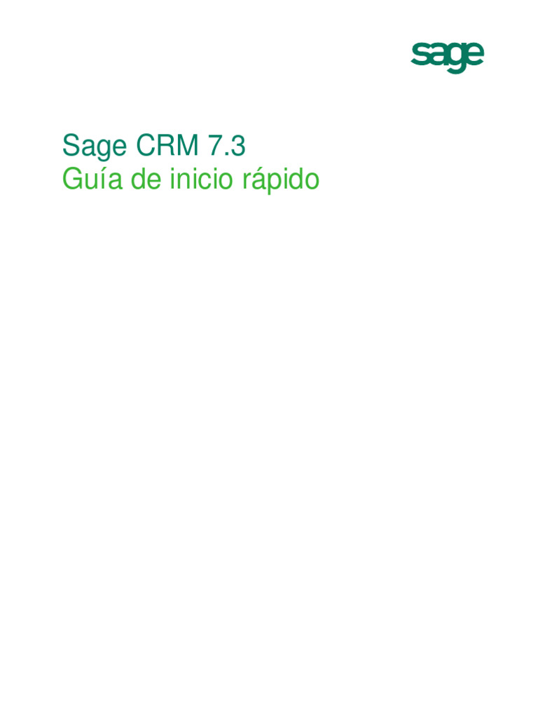 Sage CRM v7.3 Quick Start Guide - ES | PDF | Gestión de la relación con ...