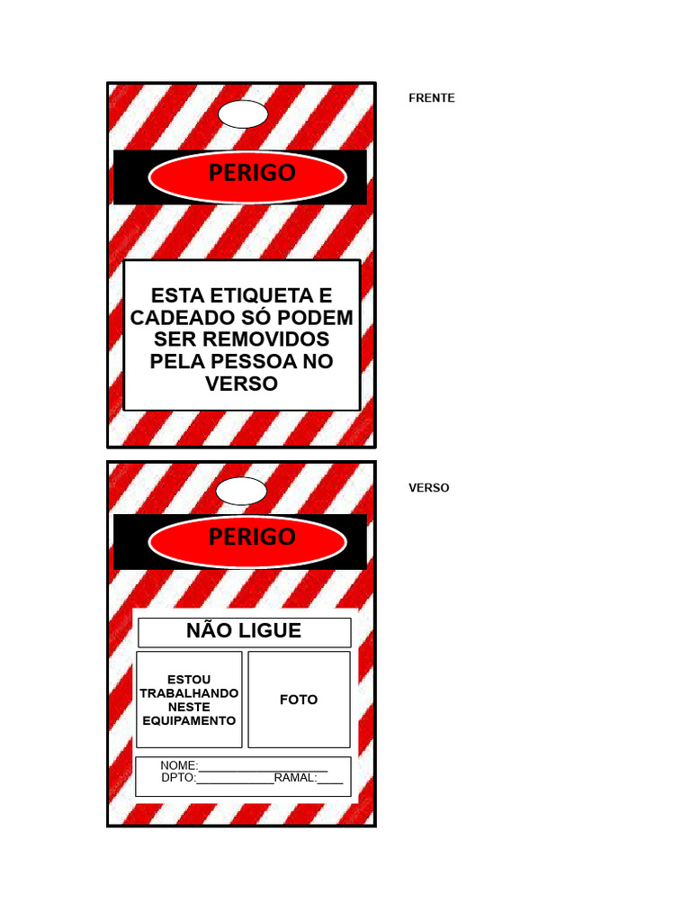 Etiqueta de Bloqueio de Equipamento | PDF