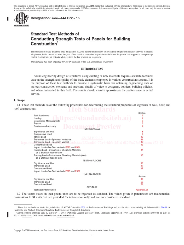 Astm E72 15 | PDF | Ultimate Tensile Strength | Building Engineering