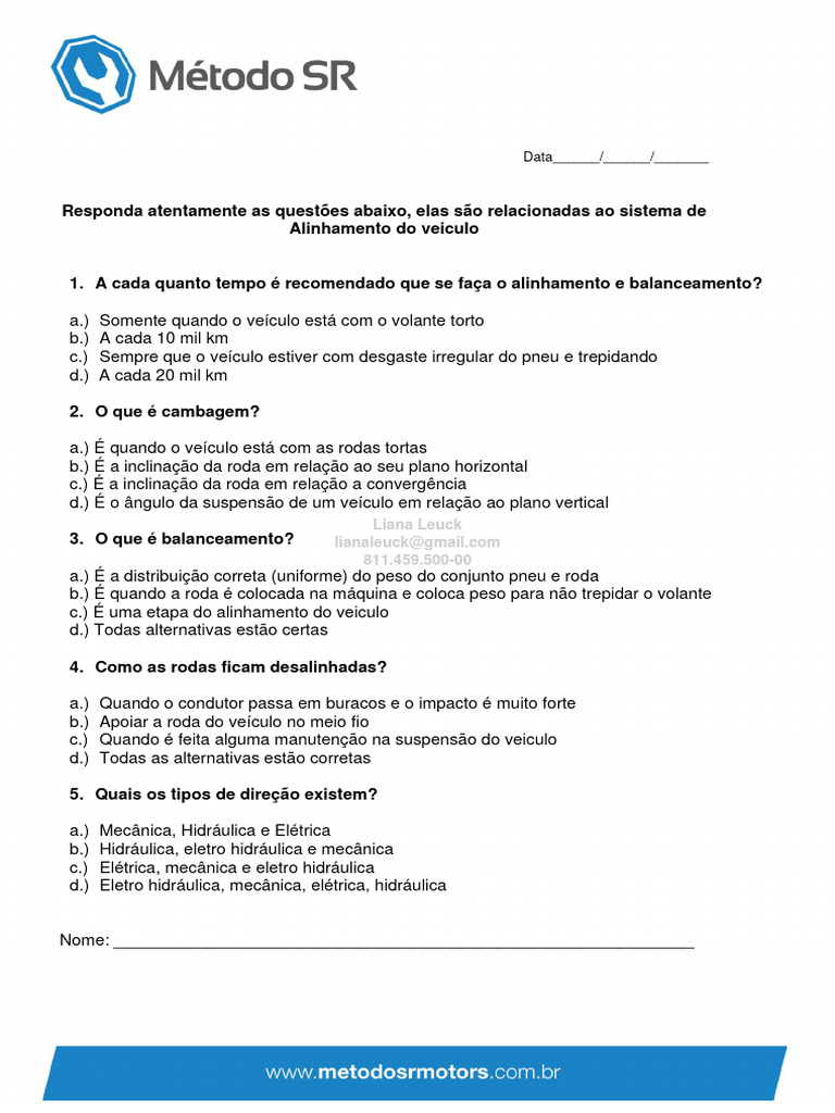 04 - Avaliação Sobre o Sistema de Alinhamento | PDF