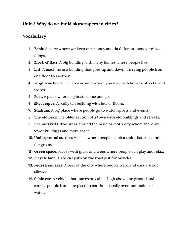 Unit 3 - Vocabulary | PDF