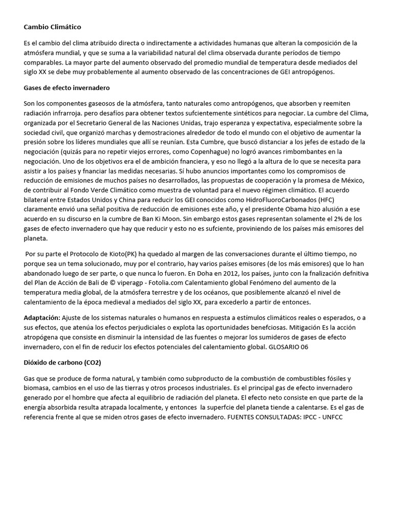 Desafíos y Avances en Cambio Climático | PDF | Gases de efecto ...