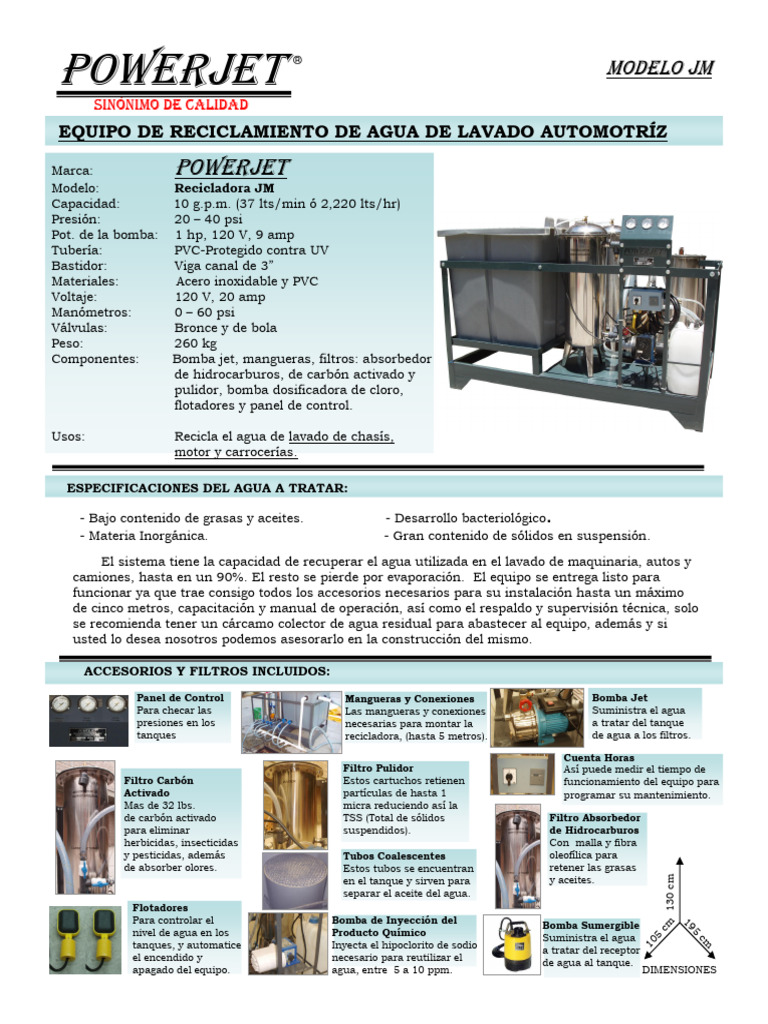 Equipo de Reciclamiento de Agua de Lavado Automotriz | PDF | Agua | Química