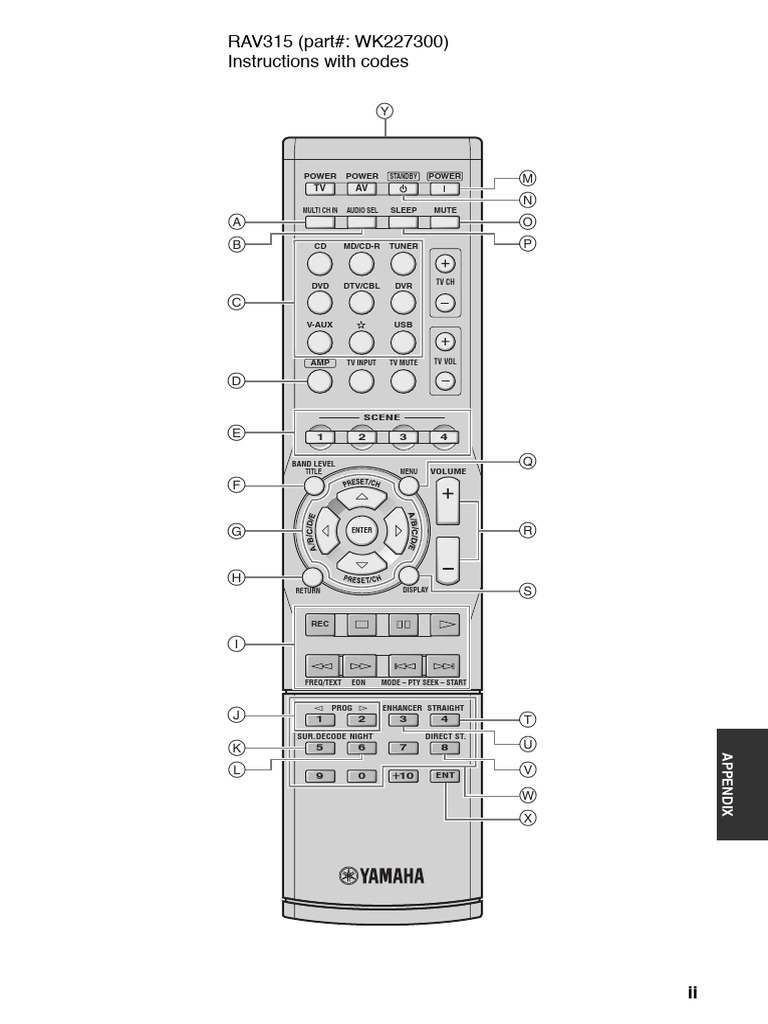 Telecomando RAV315 per ricevitore AV Yamaha Home Audio HTR-6040 HTR-6050 RAV311 RX-V461 RX-V561 WK22730 WK22730EU WN22730 WN22730EU