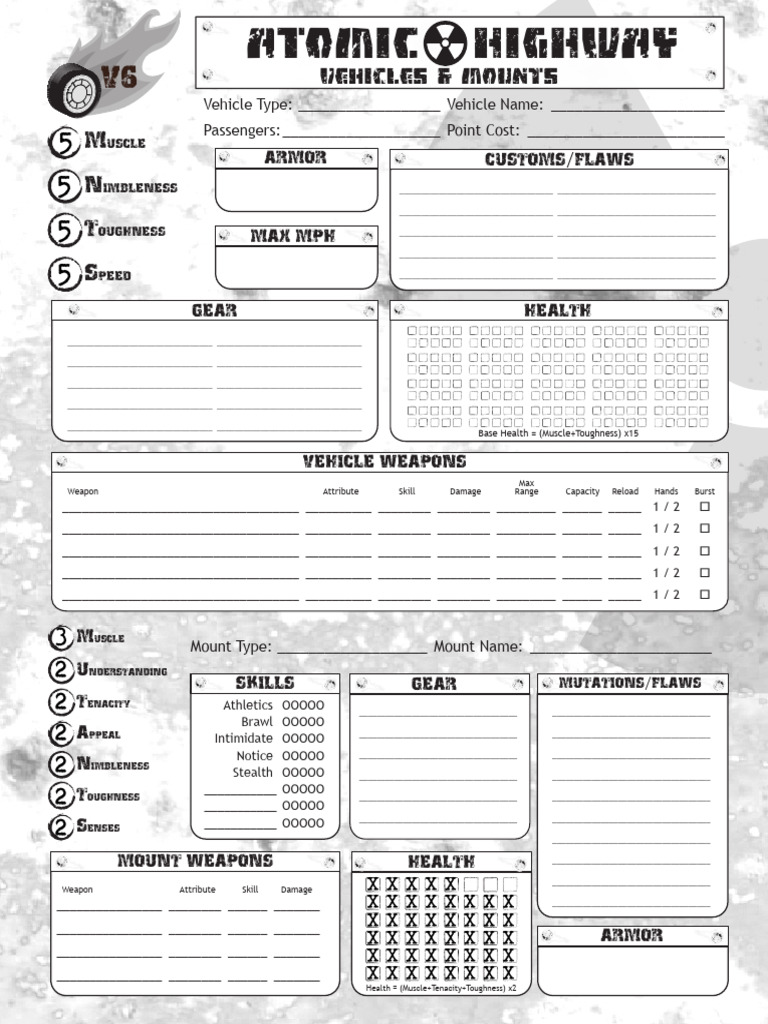 Atomic Highway Vehicle Sheet | PDF | Vehicles | Transport
