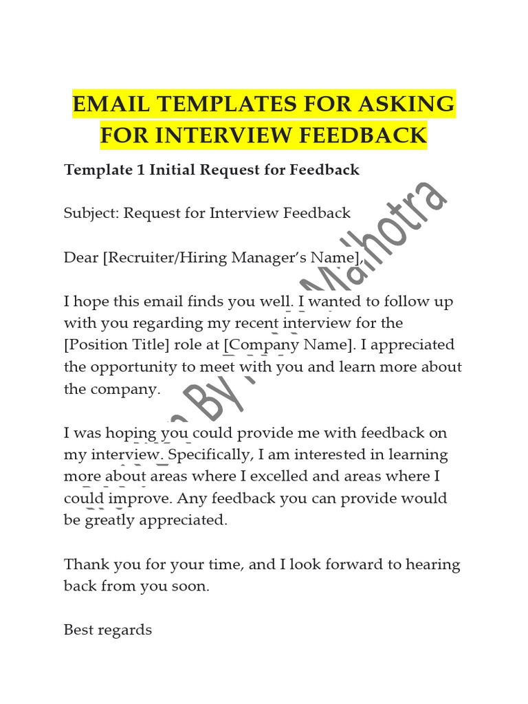 Email Templates For Interview Feedback | PDF