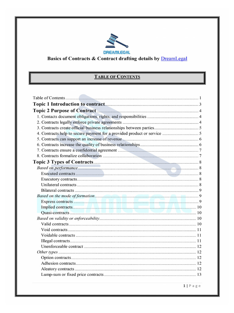 Basics Of Contract And Contract Drafting Pdf