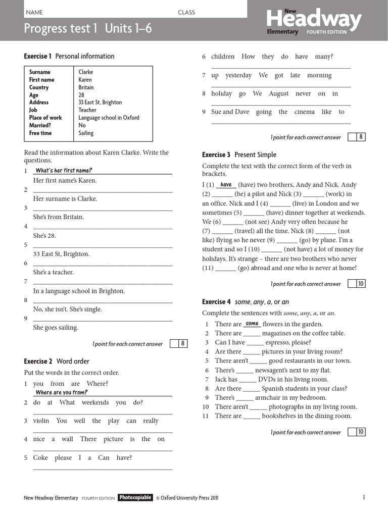 Progress Tests Pdf Linguistics