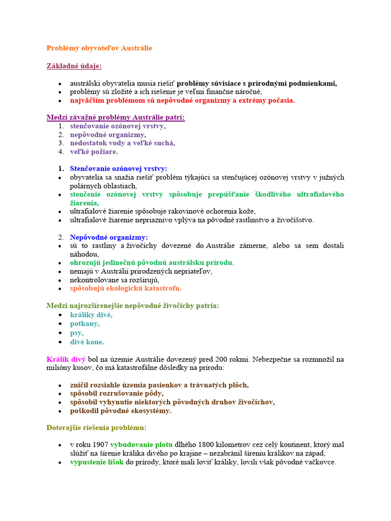 Problemy Obyvatelov Australie | PDF