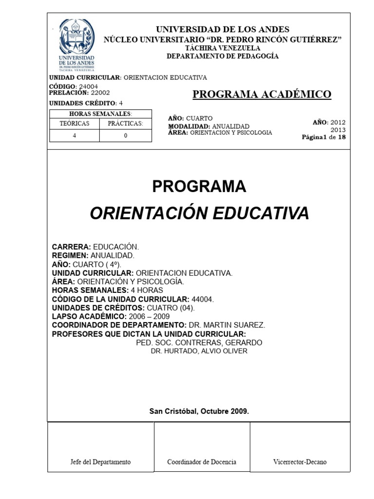 031 Orientación Educativa | PDF | Maestros | Plan de estudios