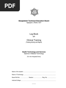 Log Book On Clinical Training (Training Activity and Report)
