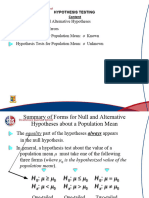 Hypothesis Testing For Means