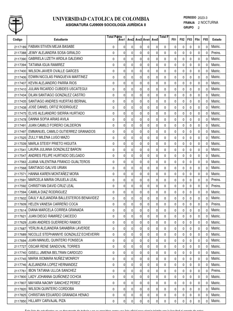 Matriculated Students List 2023-3 | PDF