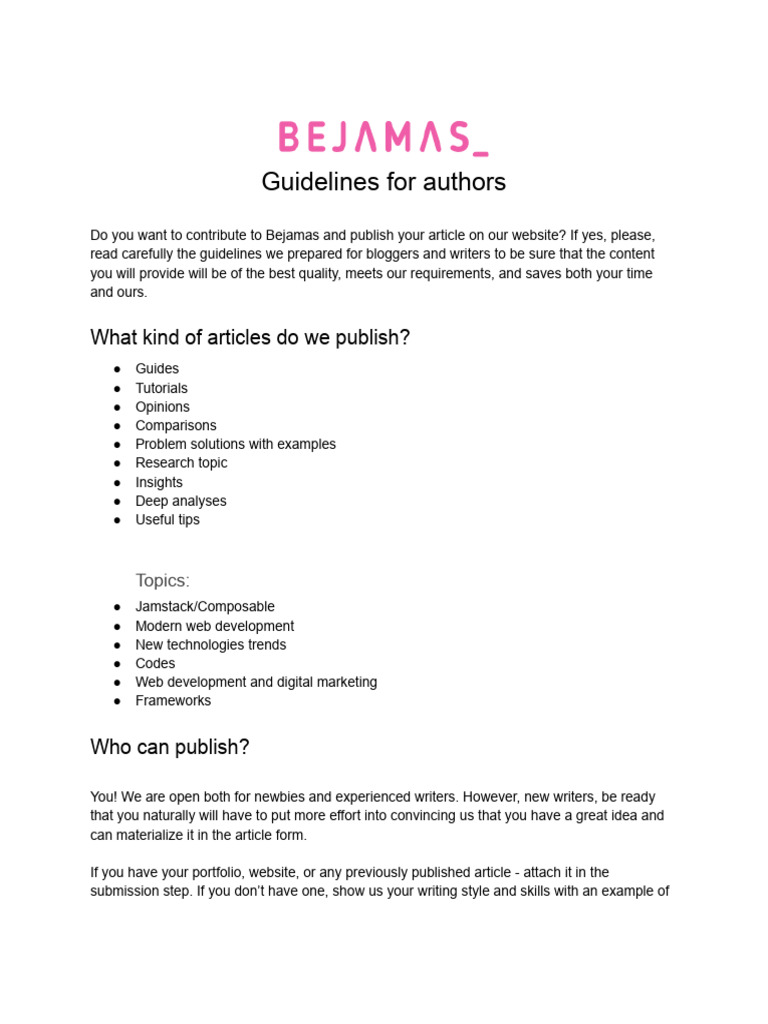 Bejamas guidelines for authors pdf editing writing