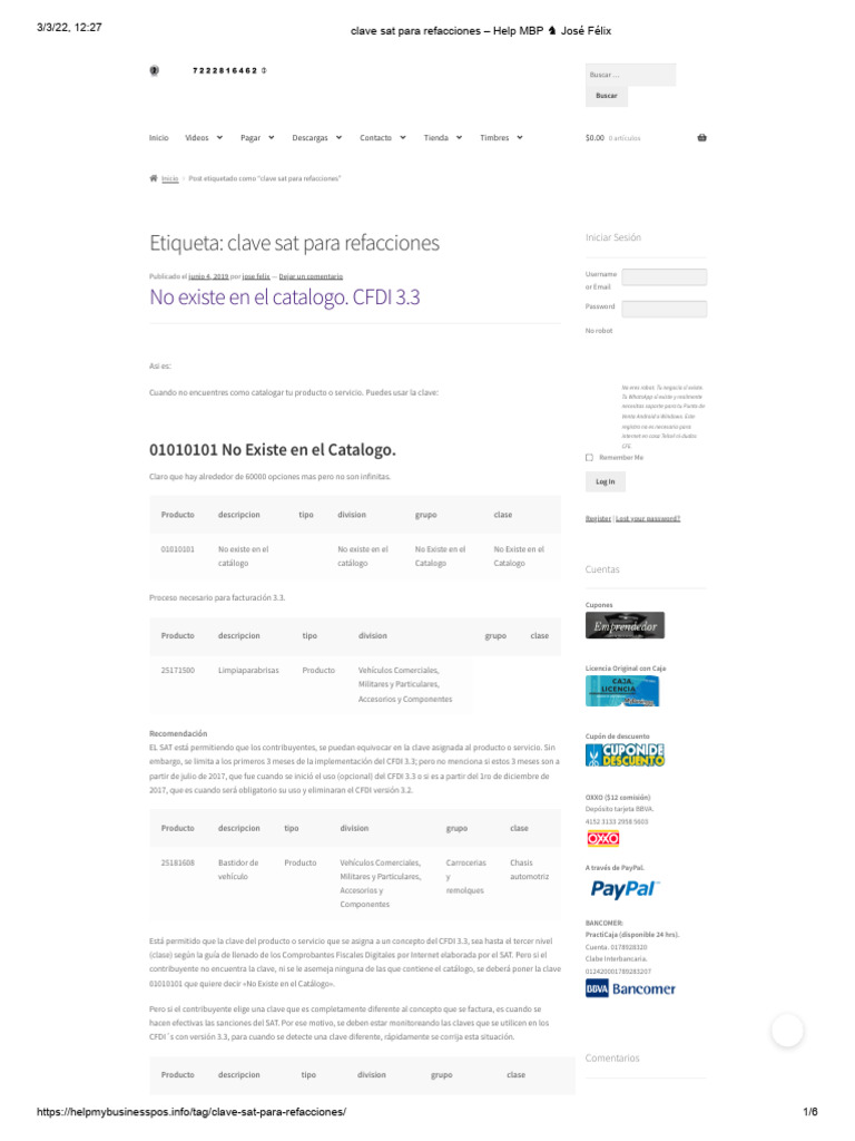 clave sat para refacciones Help MBP ♞ José Félix PDF Transporte