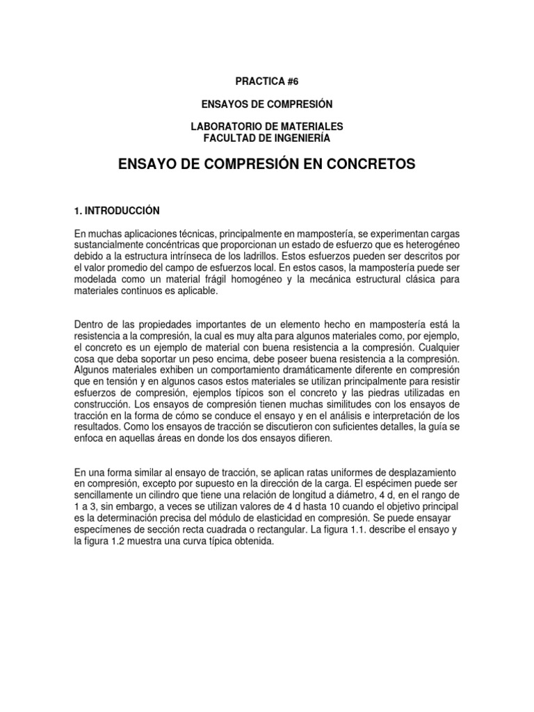 Ensayo de Compresión en Concretos | PDF