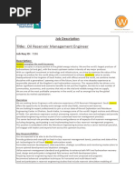 Oil Reservoir Management Engineer JD