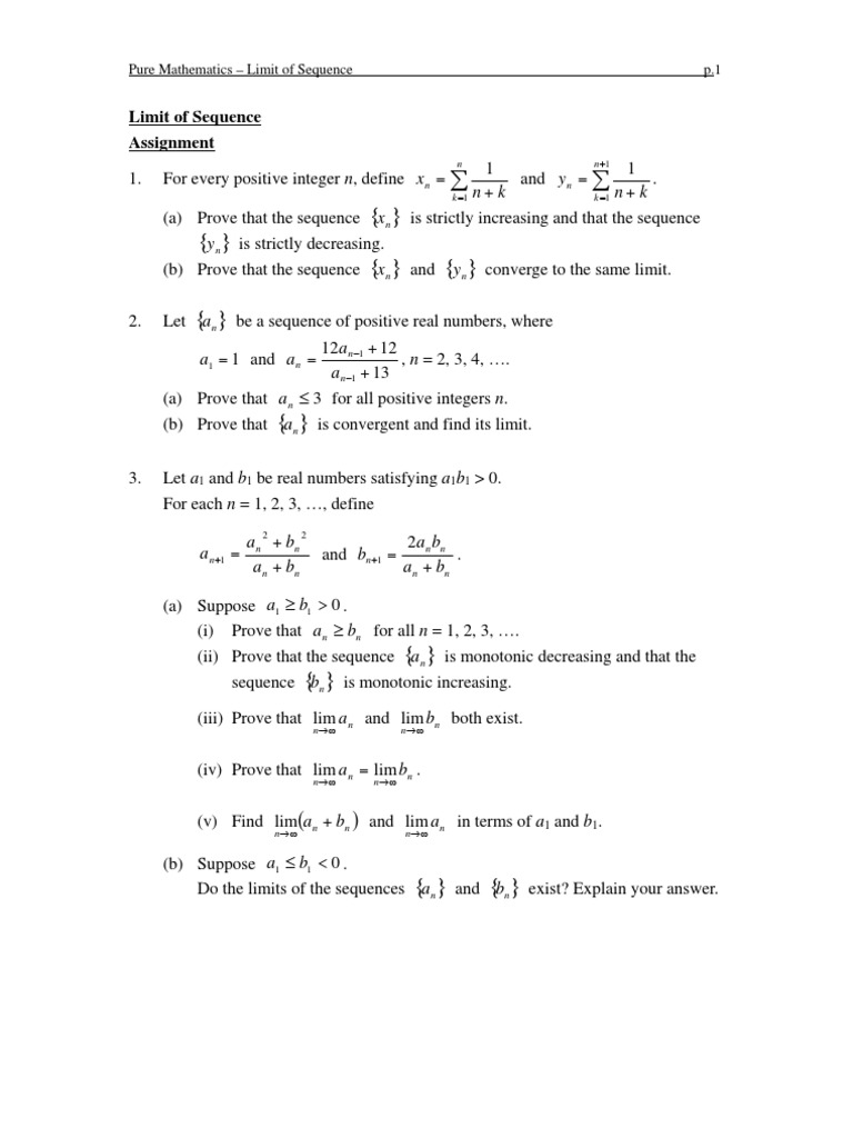 Sequence - Assignment | PDF | Sequence | Monotonic Function