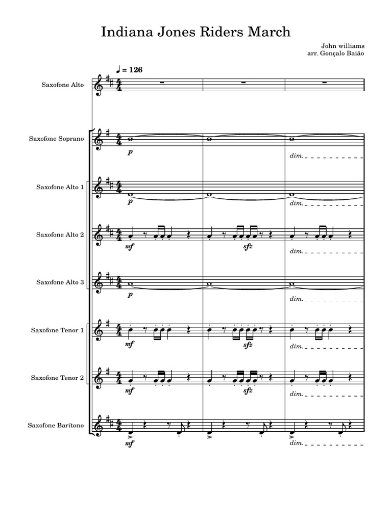 Indiana Jones Riders March-Partitura - e - Partes | PDF | Saxophone