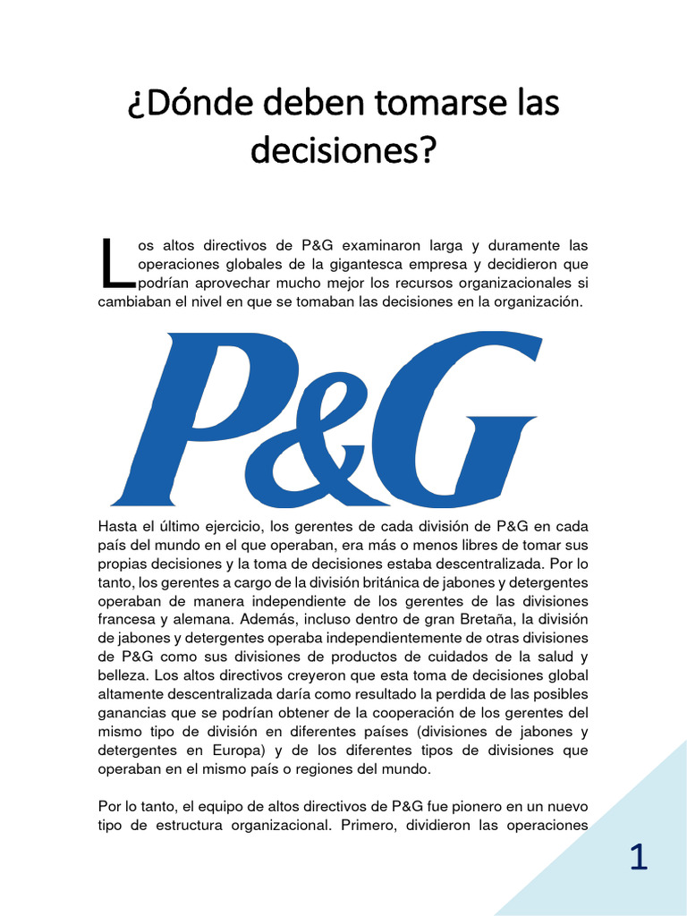 Estructura Organizacional de P&G | PDF | Procter & Gamble | Business