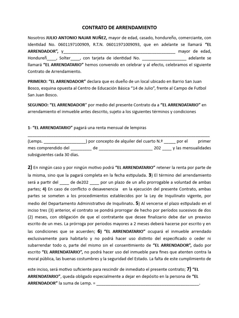 Machote Contrato Laboralejemplo De Contrato Social