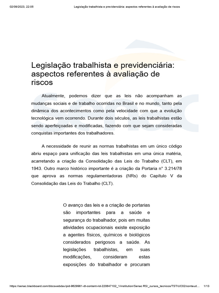 Legislação Trabalhista e Previdenciária - Aspectos Referentes À ...