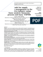 A Model For Supply Chain Risk Management in The Automotive Industry Using Fuzzy Analytic Hierarchy Process and Fuzzy TOPSIS