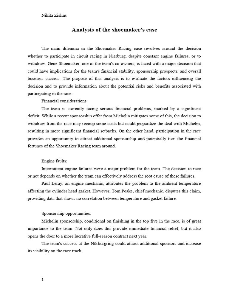 Shoemaker case pdf expert