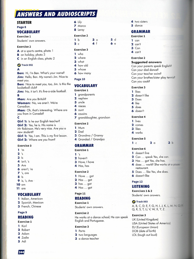 AnswerKey SB Respuestas | PDF