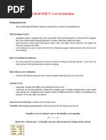 NOTES CHAPTER V Cost Estimation